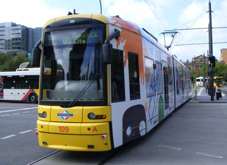 Adelaide Metro Bombardier Flexity tram 109 Adelaide Fringe